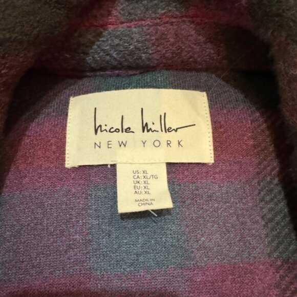 Nicole Miller Plaid Coat Sz XL - Picture 7 of 8